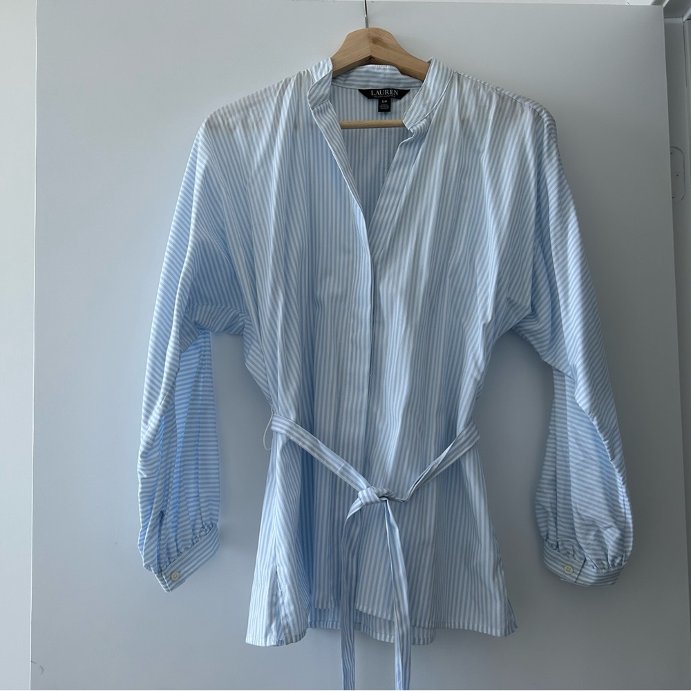 NWT Ralph Lauren peplum top poplin cotton size S